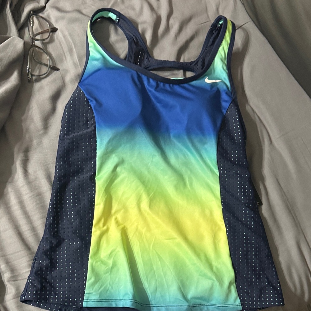 Nike Blue and Yellow Ombre swim Top- no bottoms